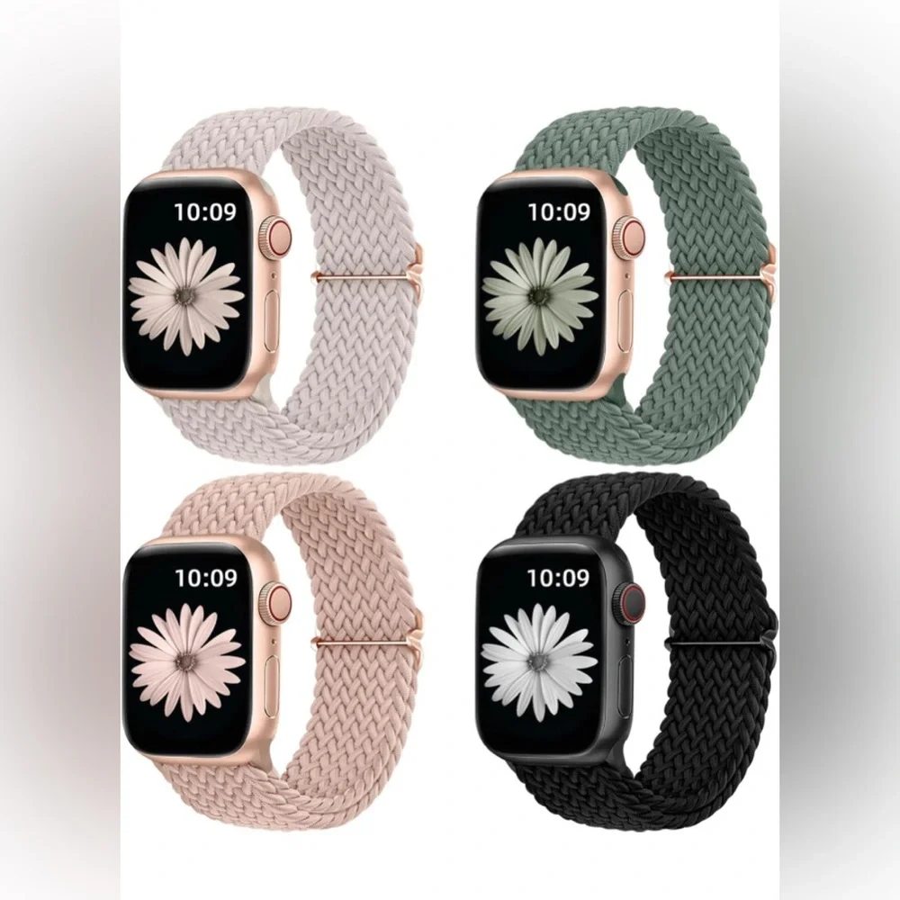 DaQin 4 Pack Braided Solo Loop Compatible with Apple Watch Band